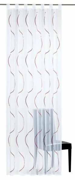 Elbersdrucke Serpentine 04 Transparenter Vorhang Weiß Rot