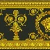 Versace Home Bordüre Medusa Lorbeer Schwarz Gold 34305-1 -Orex Verkäufe Borduere Versace Home Lorbeer Medusa schwarz gold