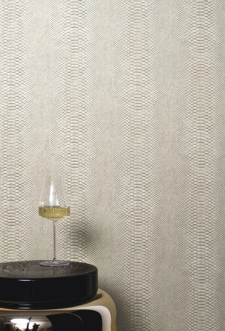 Dieter Langer Tapete Vlies Schlange Creme Metallic 58840 4 Dieter Langer Tapete Vlies Schlange Creme Metallic 58840 – Bild 2