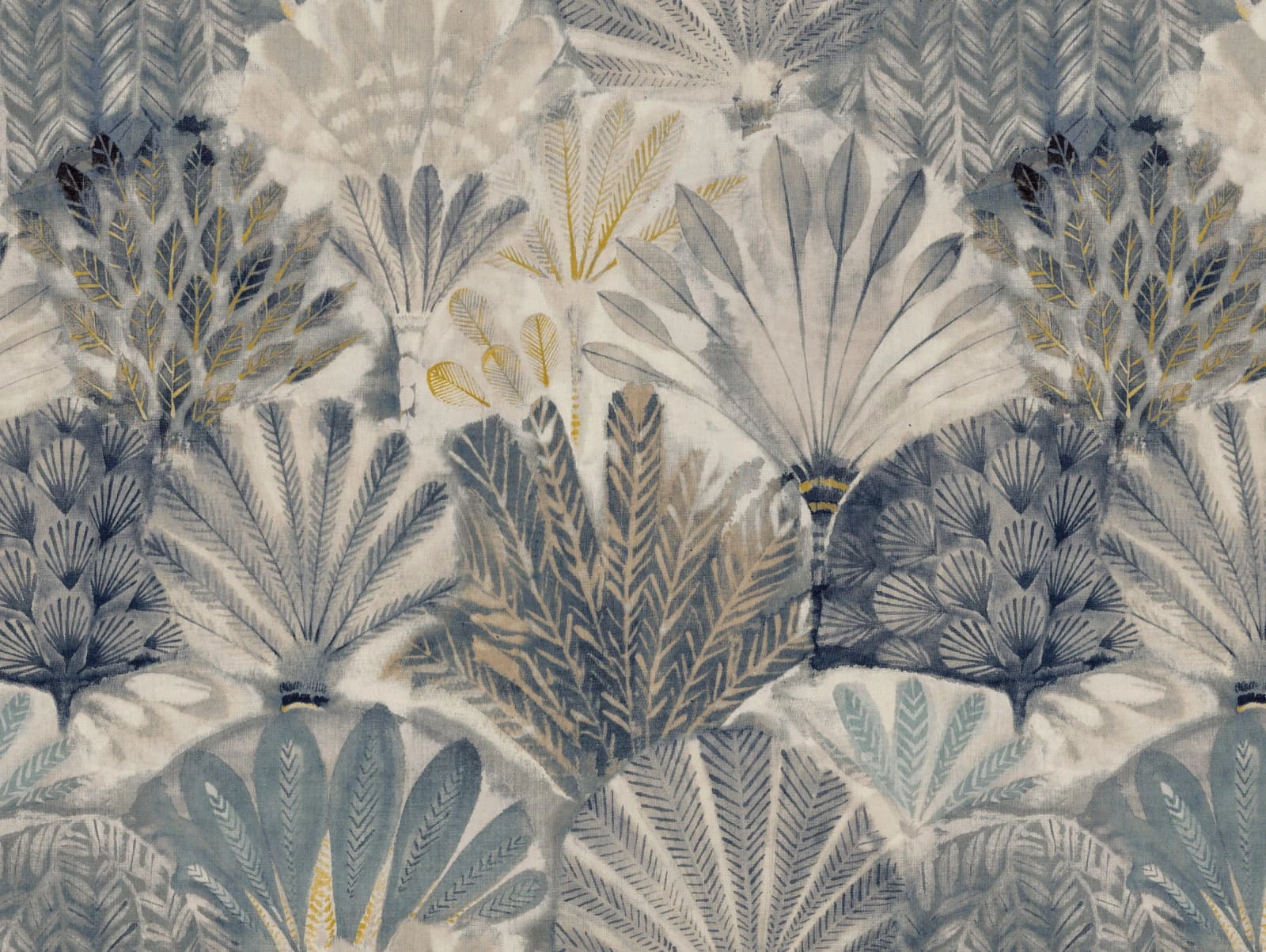 Digitaldruck Fächer Blattmuster Blau Beige Grau ML2901 4 Digitaldruck Fächer Blattmuster Blau Beige Grau ML2901 – Bild 2