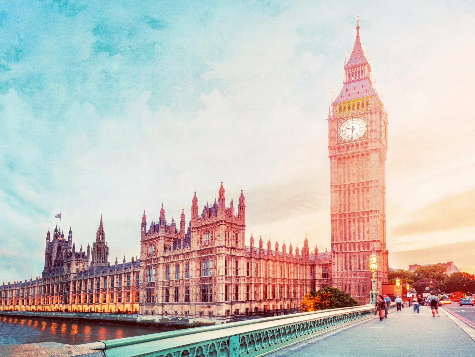 Digitaldruck London Westminster Big Ben Blau Orange ML3501 4 Digitaldruck London Westminster Big Ben Blau Orange ML3501 – Bild 2