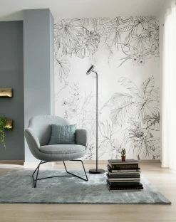 Fototapete Floral Dschungel Weiß Schwarz 32751