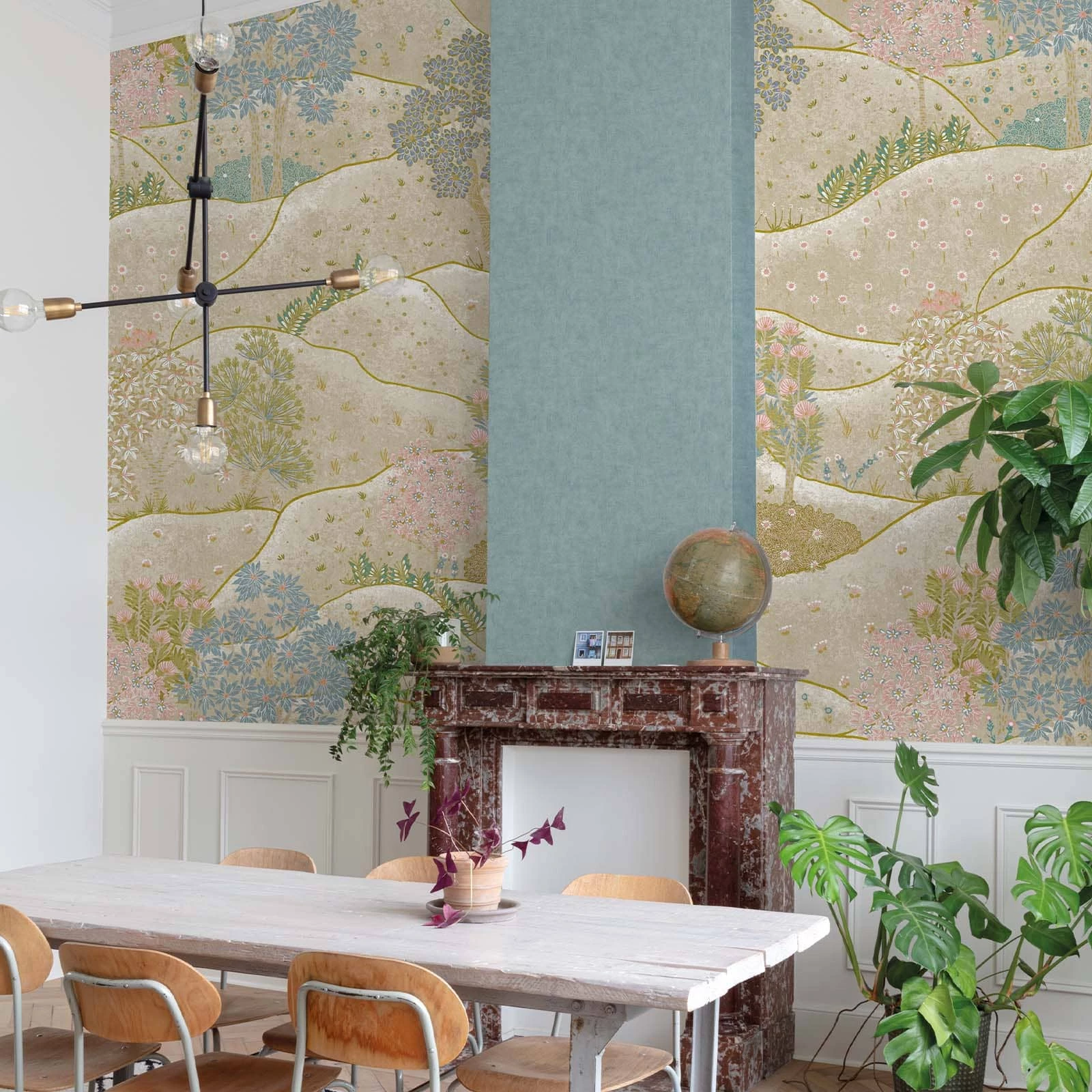 Digitaldruck Hügel Bäume Blumen Grün Grau Blau ML1801 3 Digitaldruck Hügel Bäume Blumen Grün Grau Blau ML1801