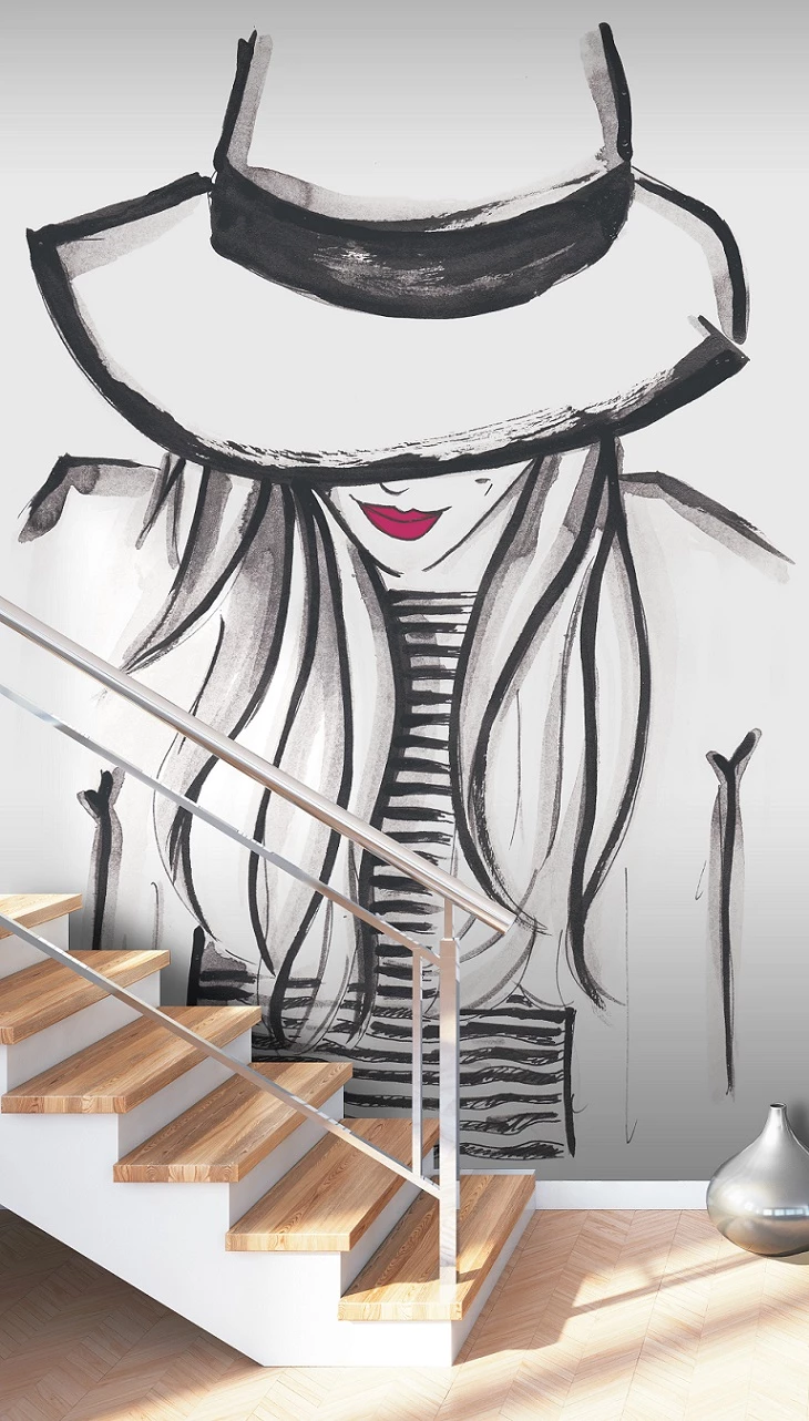 Fototapete Rasch Kruth Design Dame Weiß Schwarz 100877 3 Fototapete Rasch Kruth Design Dame Weiß Schwarz 100877