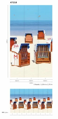 Fototapete Vlies Strand-Körbe See Blau Braun Beige 47218 -Orex Verkäufe Fototapete Vlies Strand Koerbe See blau braun beige 47218 63210669 2