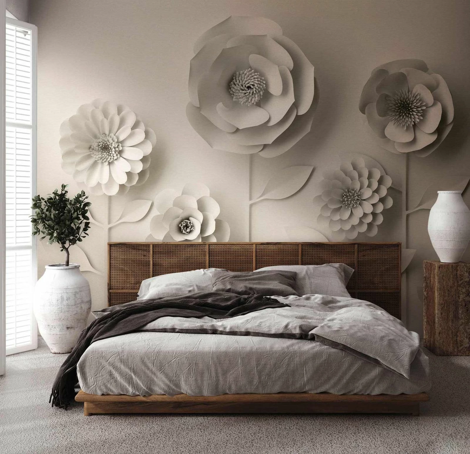 Fototapeten 3D Floral Blumen Grau Vlies 38293-1 3 Fototapeten 3D Floral Blumen Grau Vlies 38293-1