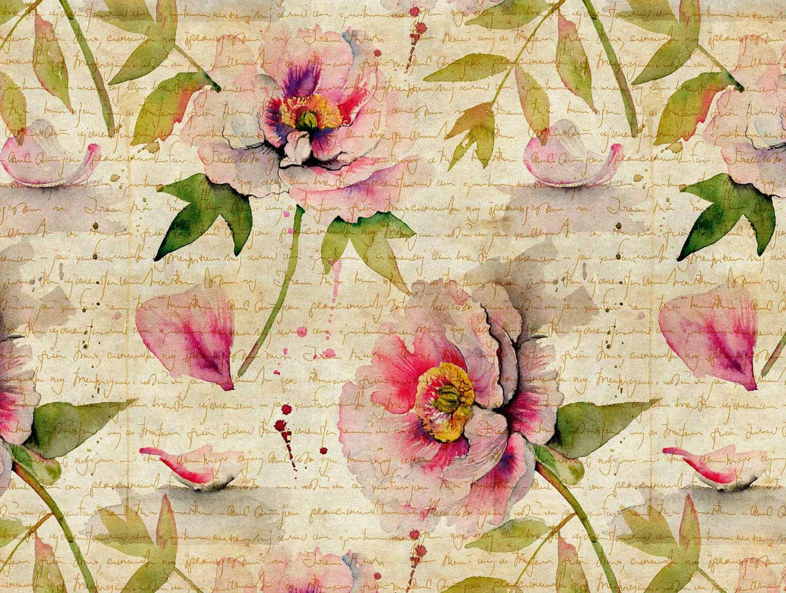 Fototapeten Schrift Blumen Floral Beige Rosa 38276-1 4 Fototapeten Schrift Blumen Floral Beige Rosa 38276-1 – Bild 2