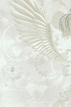 Glööckler Tapete Vlies Krone Flügel Creme Glanz 54457