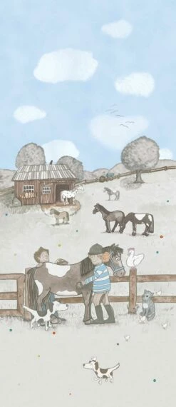 Kinder Wandbild Pferdewiese Grau Blau Jonas Kötz 46502