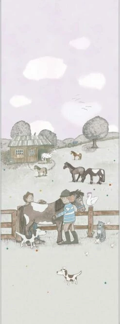 Kinder Wandbild Pferdewiese Grau Rosa Jonas Kötz 46503