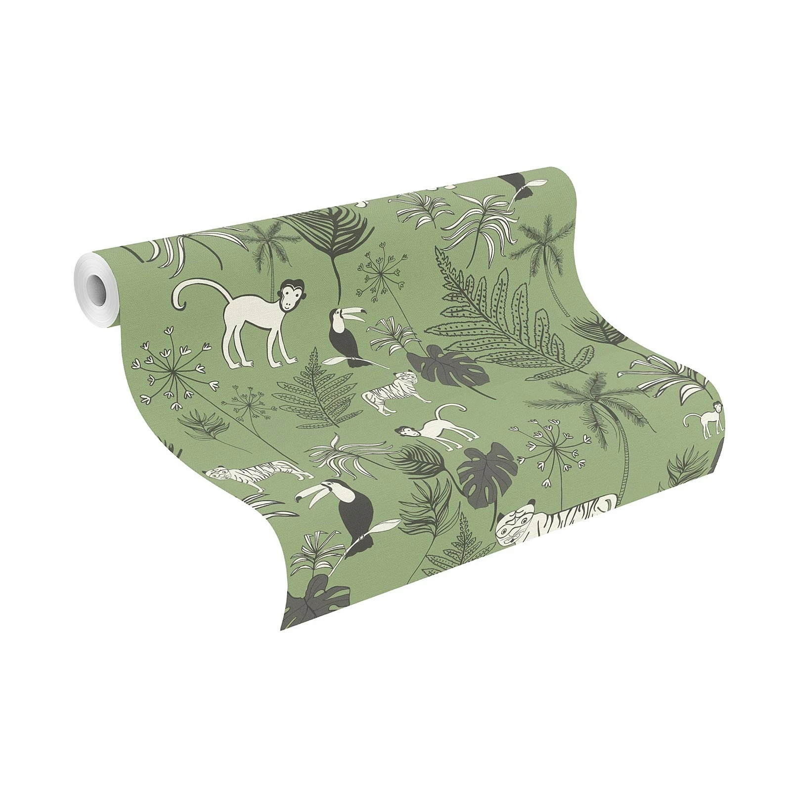 Kindertapete Rasch Dschungeltiere Dunkel-grün 531817 4 Kindertapete Rasch Dschungeltiere Dunkel-grün 531817 – Bild 2