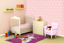 Kinderteppich Einhorn WASCHBAR Rutschhemmend 95x133cm -Orex Verkäufe Spielteppich Einhorn Maedchen Kinder Lila WASCHB 6