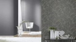 Tapete Barbara Home Collection Ranken Dunkelgrau-Gold