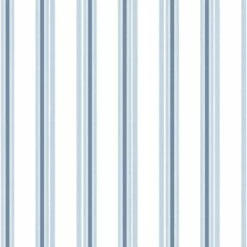 Tapete Kinder Gestreift Weiß Hellblau 005436