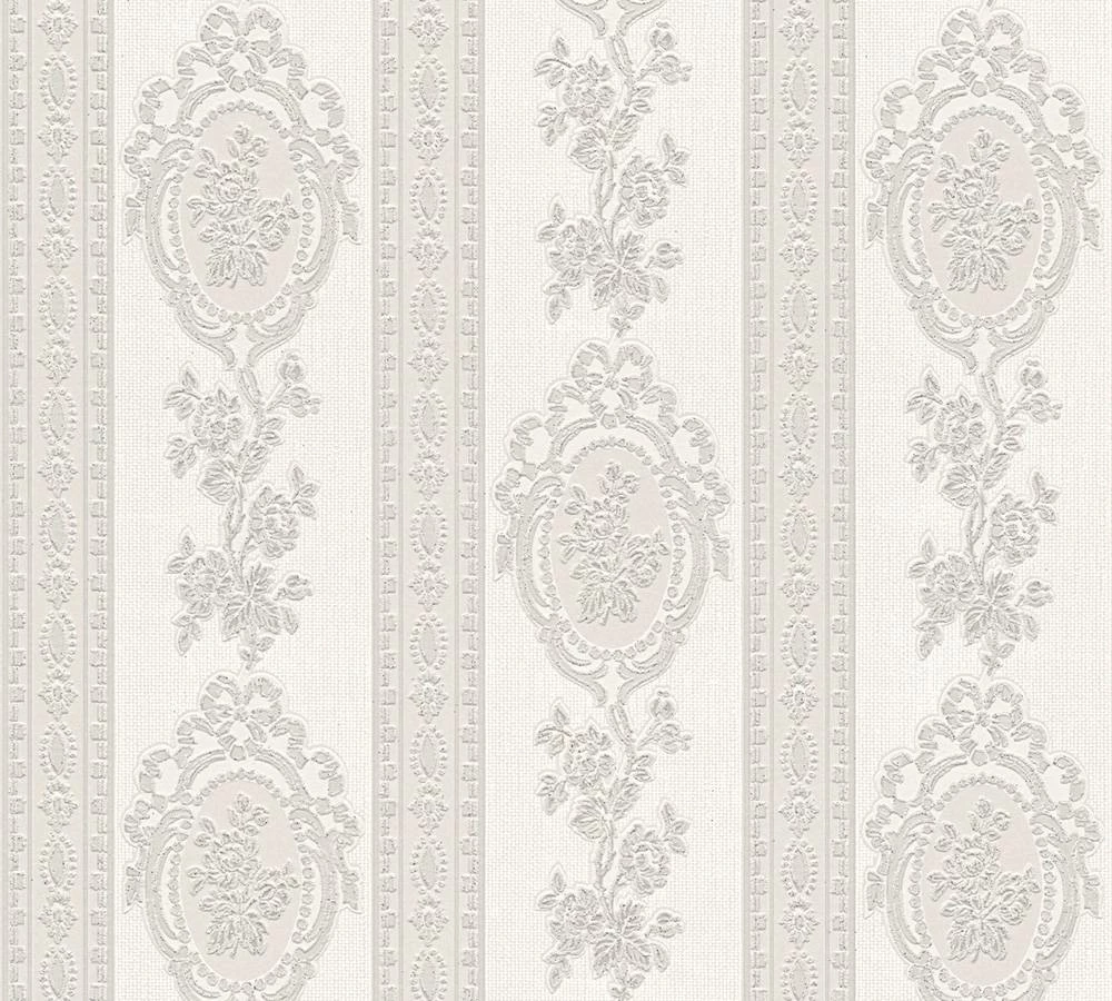 Tapete Vinyl Barock Gestreift Grau Glitzer AS 1861-57 3 Tapete Vinyl Barock Gestreift Grau Glitzer AS 1861-57