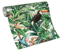 Tapete Vlies 10121-07 Blätter Dschungel Weiß Grün Schwarz