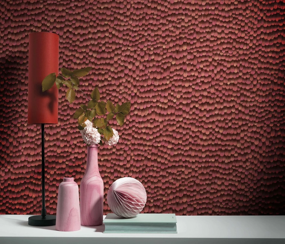 Tapete Vlies 10129-06 Federn 3D Rot 7 Tapete Vlies 10129-06 Federn 3D Rot – Bild 5