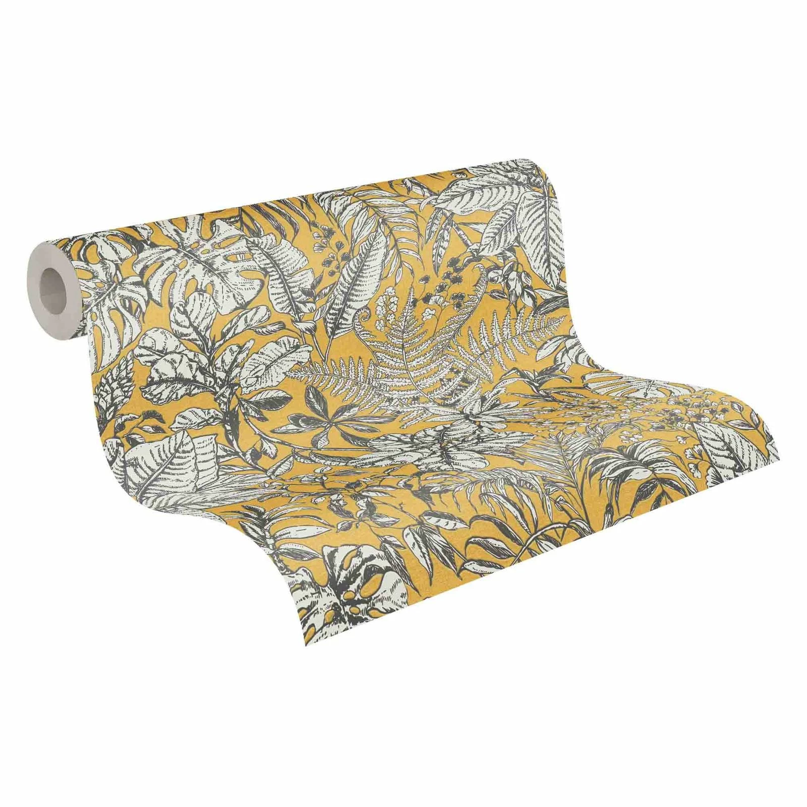 Tapete Vlies 37520-3 Dschungel Gelb Weiß Grau 3 Tapete Vlies 37520-3 Dschungel Gelb Weiß Grau