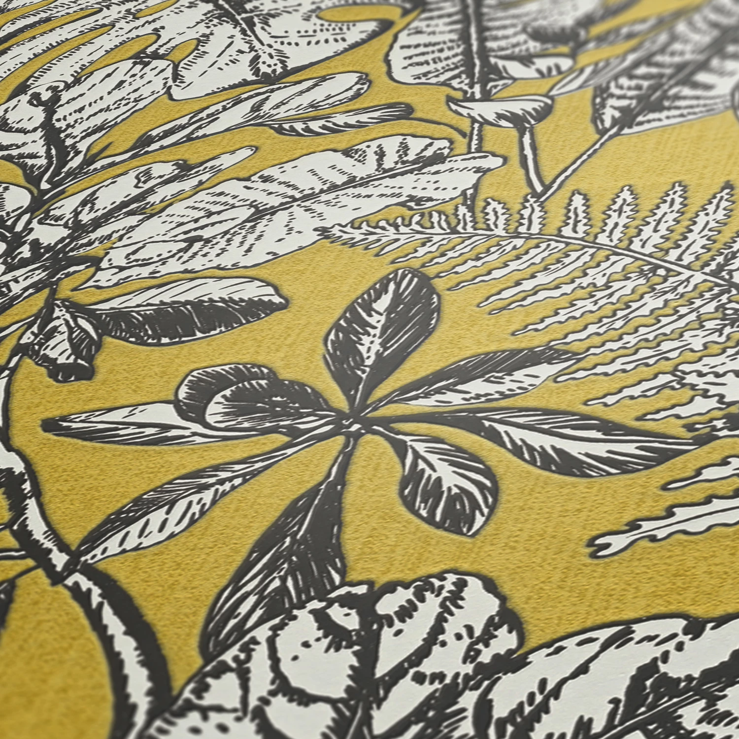 Tapete Vlies 37520-3 Dschungel Gelb Weiß Grau 5 Tapete Vlies 37520-3 Dschungel Gelb Weiß Grau – Bild 3