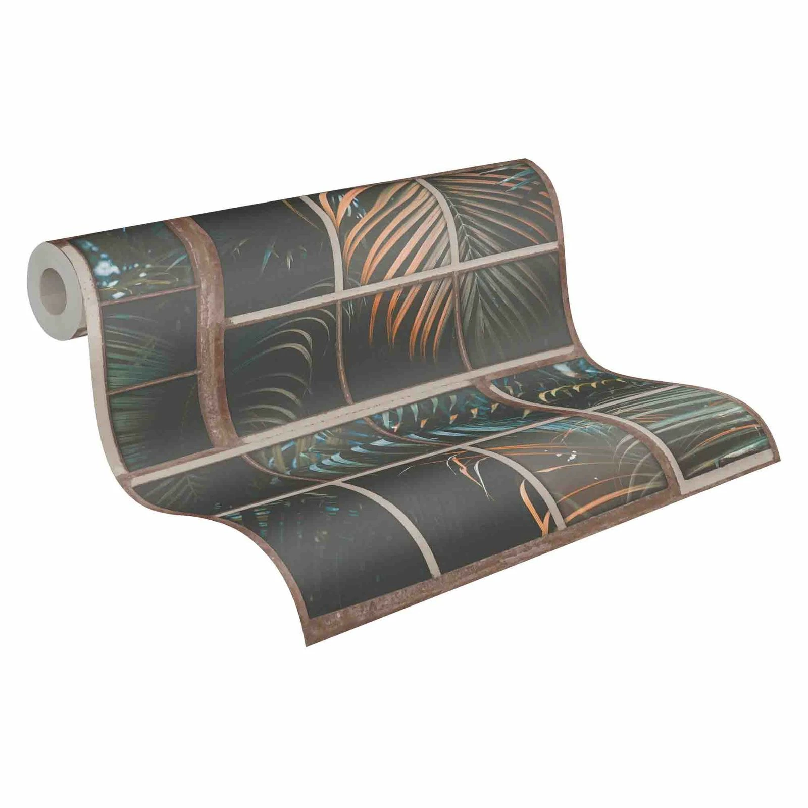 Tapete Vlies 37740-1 Gitter Floral Schwarz Orange Blau 3 Tapete Vlies 37740-1 Gitter Floral Schwarz Orange Blau