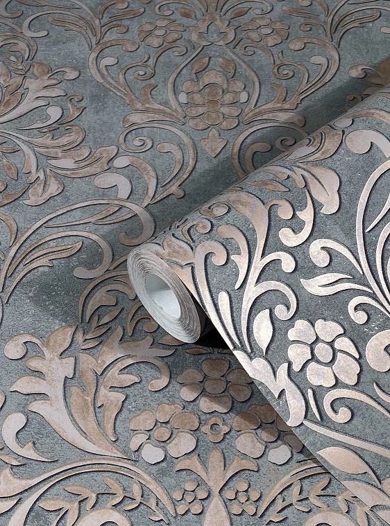 Tapete Vlies Barock Metallic Grau Alt-rosa 32604 3 Tapete Vlies Barock Metallic Grau Alt-rosa 32604