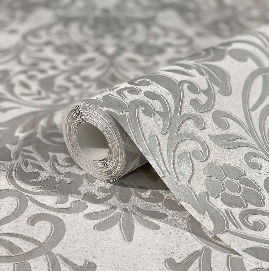 Tapete Vlies Barock Metallic Grau Silber 32602 3 Tapete Vlies Barock Metallic Grau Silber 32602