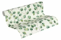 Tapete Vlies Blätter Blüten Weiss Grün 37044-1