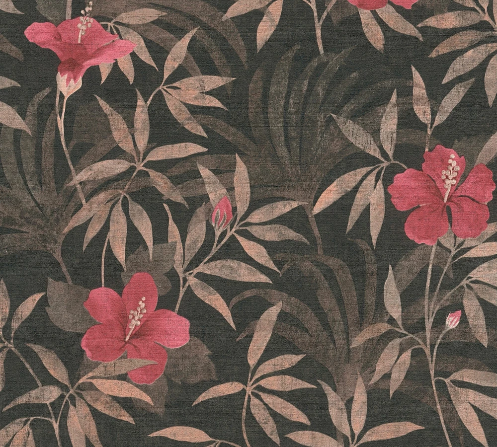 Tapete Vlies Blumen Blätter Floral Braun Rot 38028-3 4 Tapete Vlies Blumen Blätter Floral Braun Rot 38028-3 – Bild 2