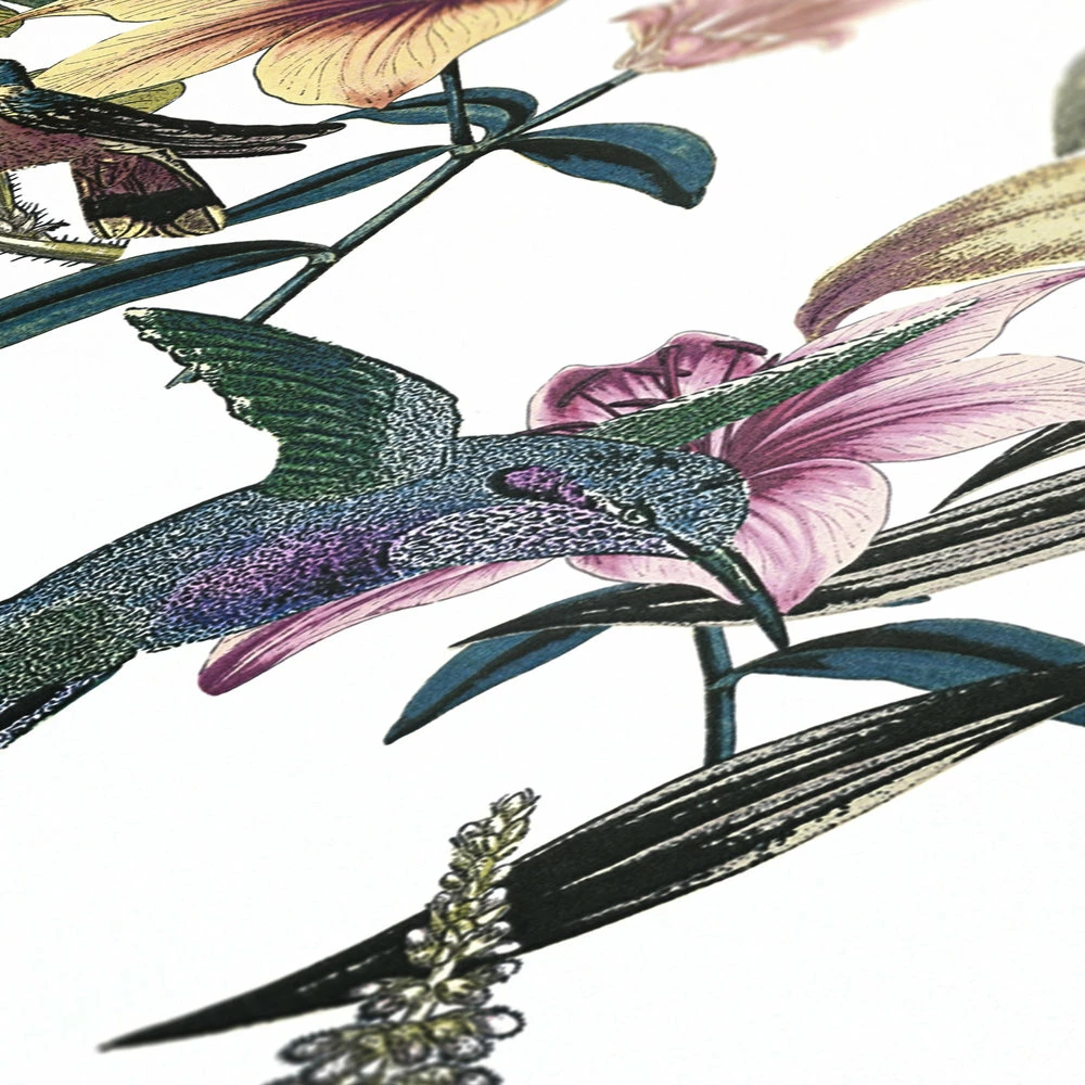 Tapete Vlies Blumen Vögel Weiß Bunt Jungle Chic 37701-1 6 Tapete Vlies Blumen Vögel Weiß Bunt Jungle Chic 37701-1 – Bild 4