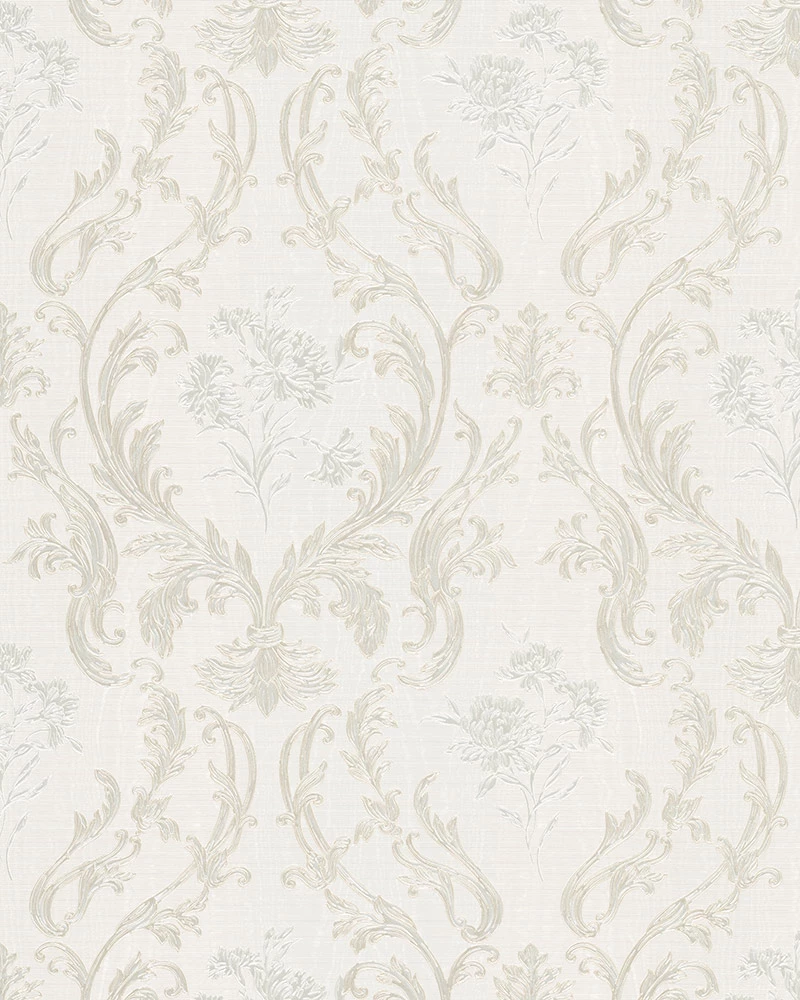 Vliestapete Damast Floral Cremeweiss Silber Glanz 30601 3 Vliestapete Damast Floral Cremeweiss Silber Glanz 30601