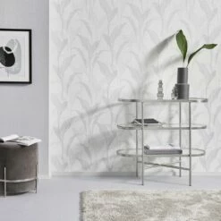 Tapete Vlies ELLE Blätter Floral Grau Glitzer 10207-31