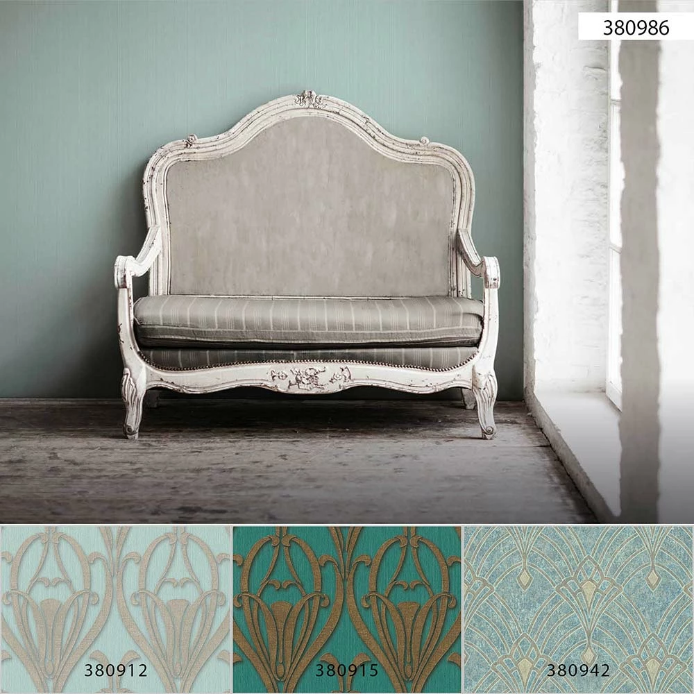 Tapete Vlies Einfarbig Streifen Türkis 38098-6 7 Tapete Vlies Einfarbig Streifen Türkis 38098-6 – Bild 5