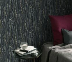 Tapete Vlies Elle Marmor-Design Schwarz Gold 10149-15