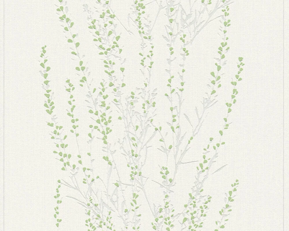 Tapete Vlies Floral Äste Weiß Grün Glanz 37267-2 3 Tapete Vlies Floral Äste Weiß Grün Glanz 37267-2