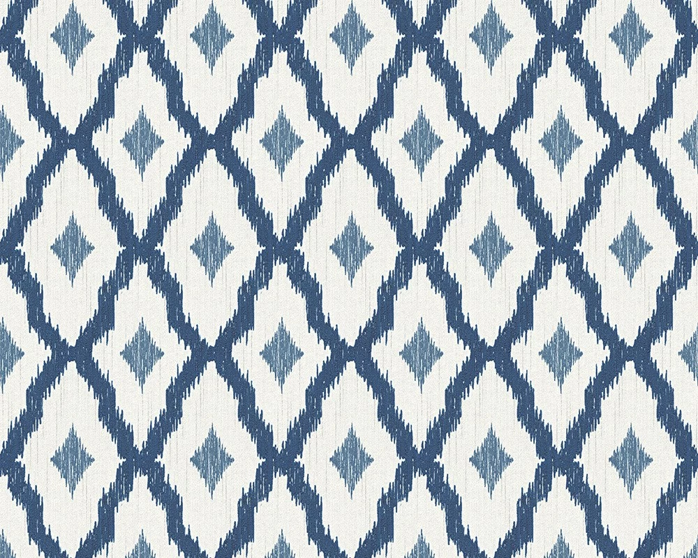 Tapete Vlies Kariert Weiß Blau Tessuto 96197-4 3 Tapete Vlies Kariert Weiß Blau Tessuto 96197-4