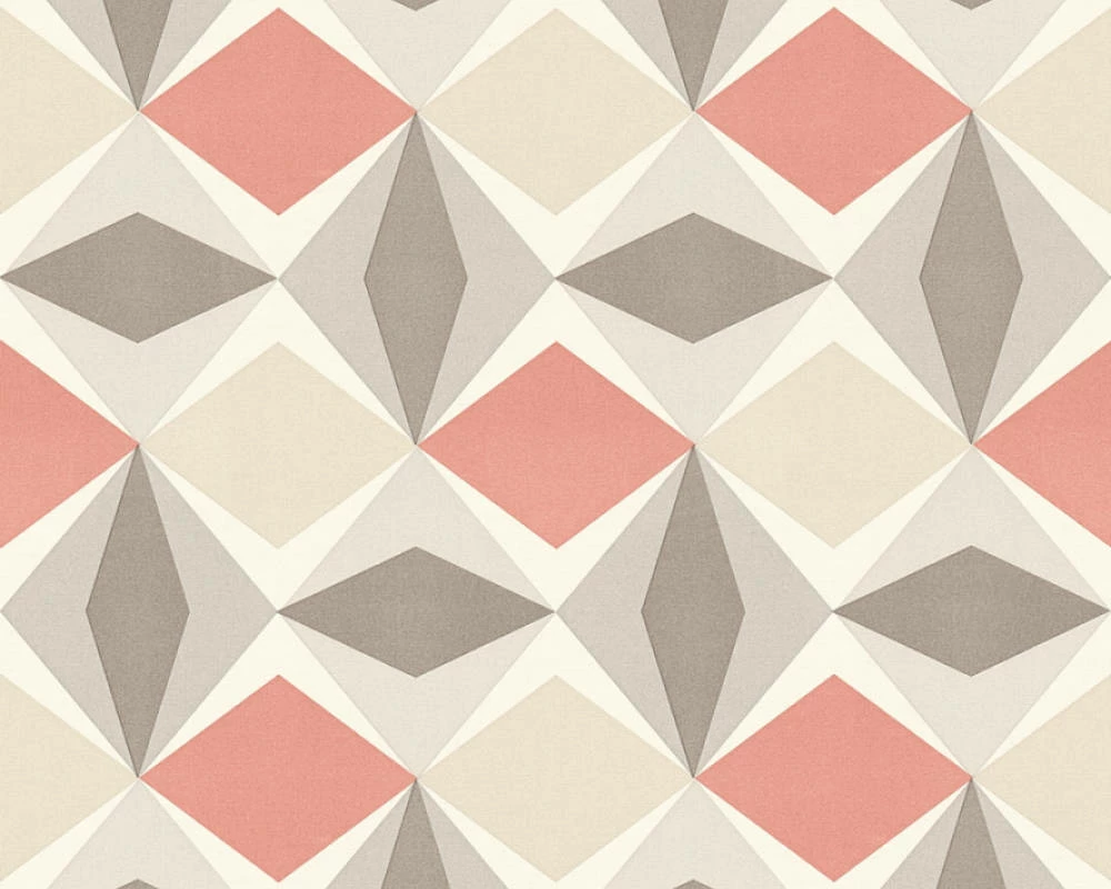 Tapete Vlies Karo-Muster Grafik Rot Grau 95766-6 3 Tapete Vlies Karo-Muster Grafik Rot Grau 95766-6