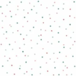 Tapete Vlies Kinderzimmer 139049 Punkte Weiß Grün Rosa