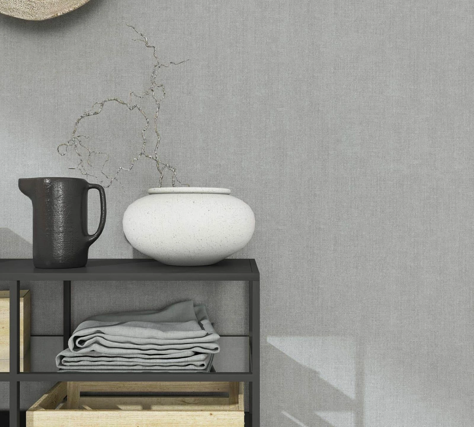 Tapete Vlies Meliert Textil Grau Metallic 85741 3 Tapete Vlies Meliert Textil Grau Metallic 85741