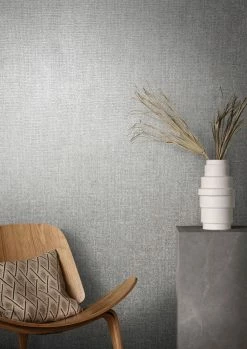 Tapete Vlies Meliert Textil Silber-grün Metallic 85740