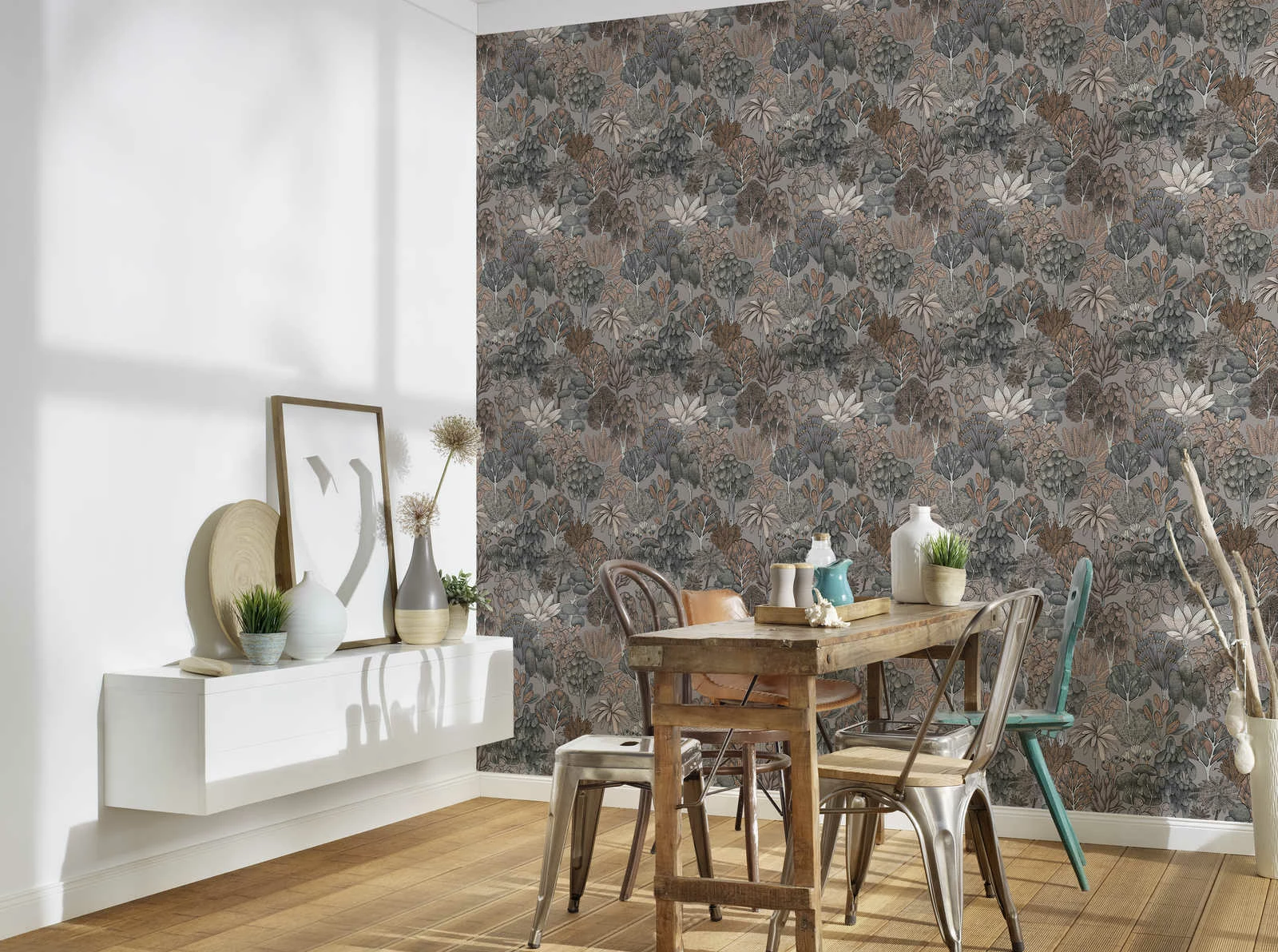 Tapete Vlies Palmen Floral Grau Beige Weiß 37757-4 6 Tapete Vlies Palmen Floral Grau Beige Weiß 37757-4 – Bild 4