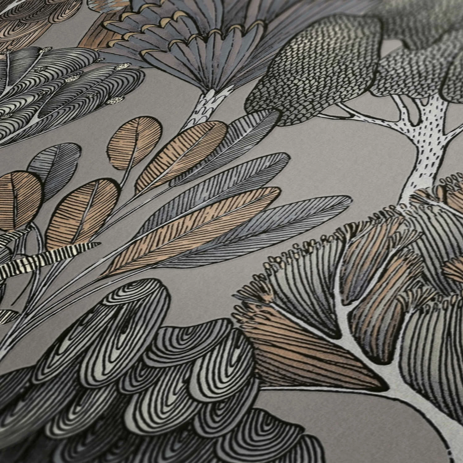 Tapete Vlies Palmen Floral Grau Beige Weiß 37757-4 5 Tapete Vlies Palmen Floral Grau Beige Weiß 37757-4 – Bild 3