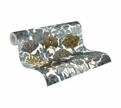 Tapete Vlies Palmen Floral Weiß Grün Grau 37757-3