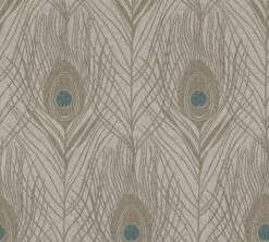 Tapete Vlies Pfau Feder Hellbraun Türkis 36971-6