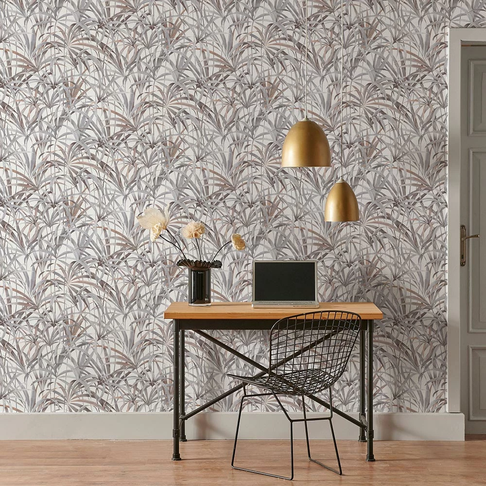 Tapete Vlies Pflanzen Dschungel Weiß Grau Braun 10213-10 4 Tapete Vlies Pflanzen Dschungel Weiß Grau Braun 10213-10 – Bild 2