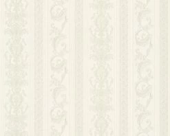 Tapete Vlies Streifen Weiß Silber Glanz Hermitage 33547-1