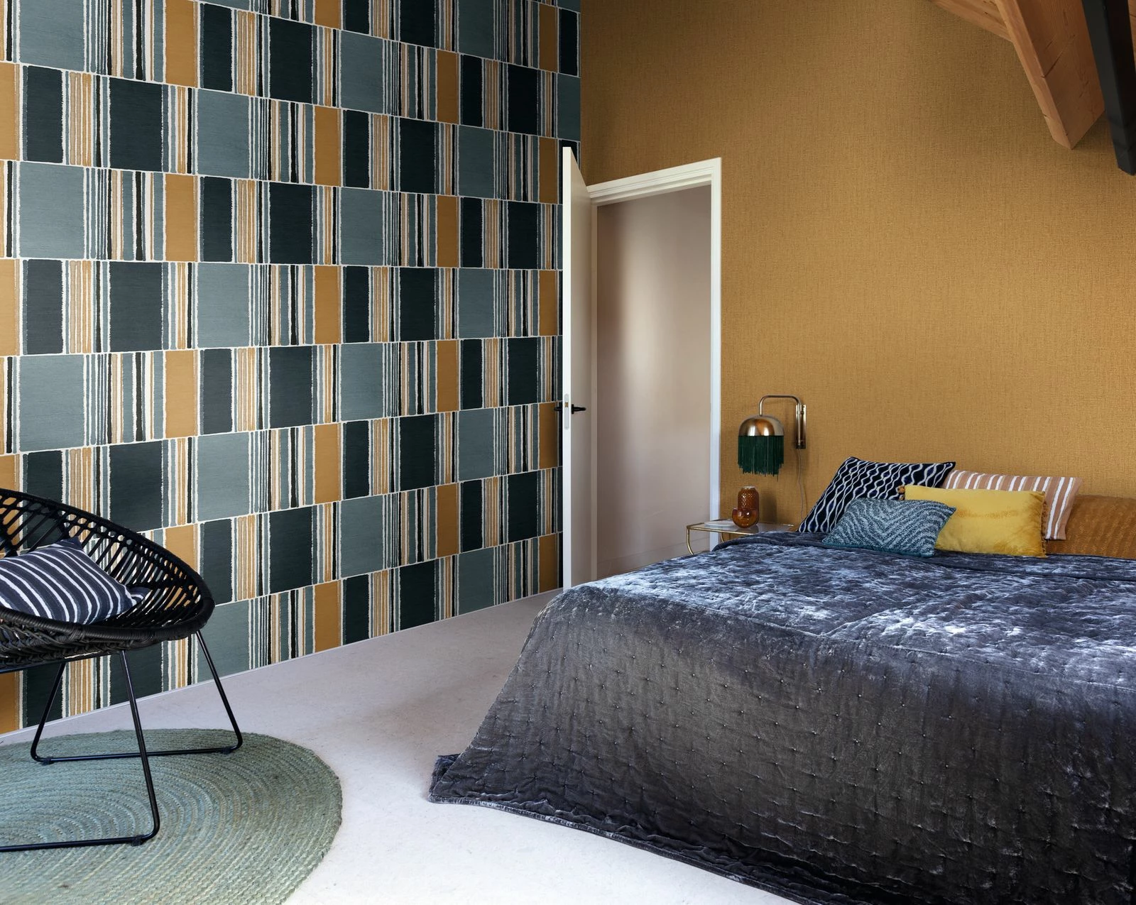 Tapete Vlies Rasch Patchwork Grafik Blau Braun 484441 4 Tapete Vlies Rasch Patchwork Grafik Blau Braun 484441 – Bild 2