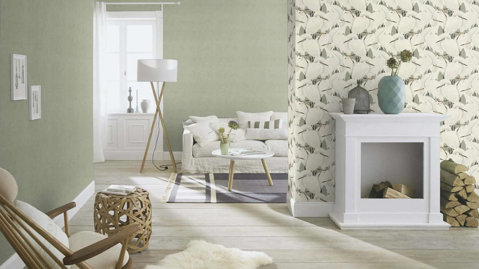 Tapete Vlies Rasch Reiher Grau Grün 409543 5 Tapete Vlies Rasch Reiher Grau Grün 409543 – Bild 3