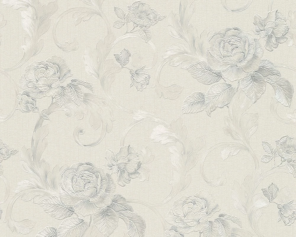 Tapete Vlies Architects Paper Rosen Weißgrau Glanz 95983-4 3 Tapete Vlies Architects Paper Rosen Weißgrau Glanz 95983-4