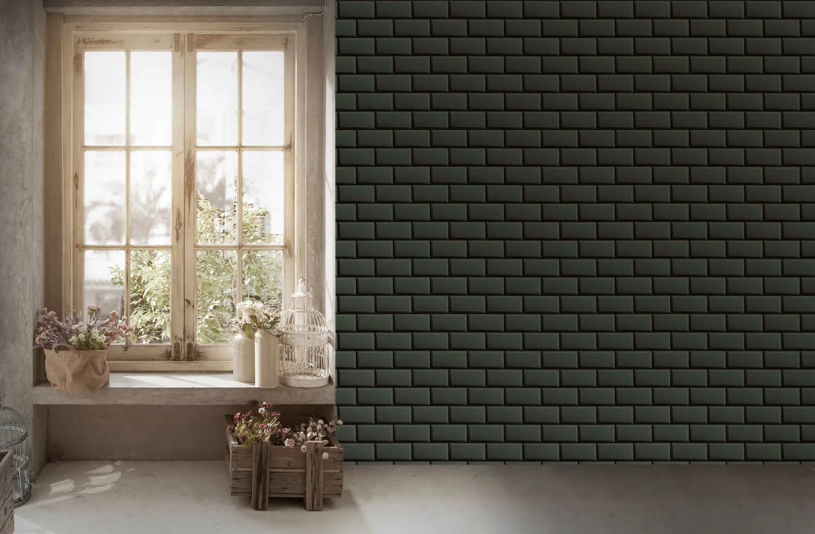 Tapete Vlies Stein-Mauer Dunkelgrau Glanz 38357-1 7 Tapete Vlies Stein-Mauer Dunkelgrau Glanz 38357-1 – Bild 5