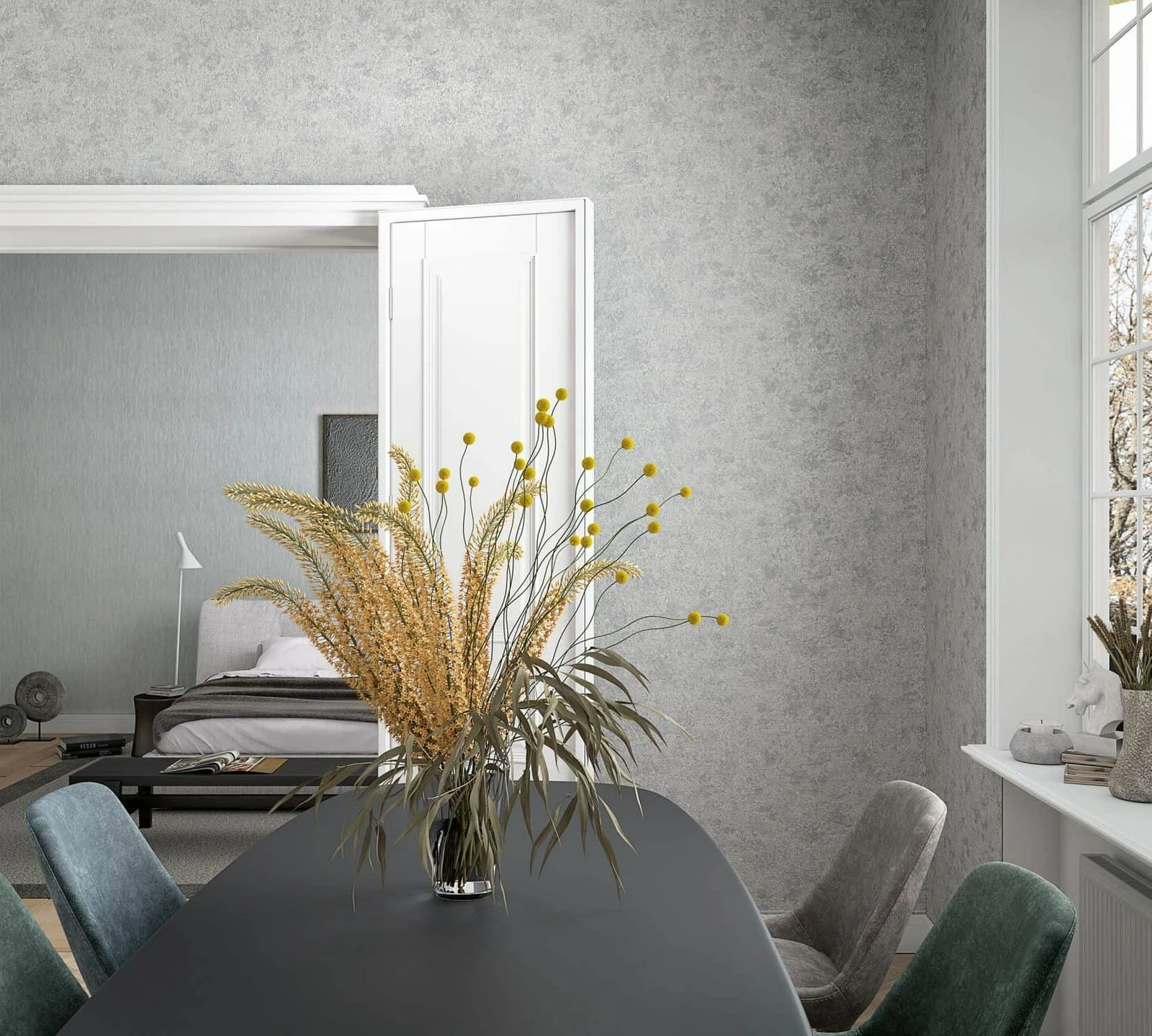 Tapete Vlies Uni Patina Hellgrau Silber Metallic 85757 3 Tapete Vlies Uni Patina Hellgrau Silber Metallic 85757